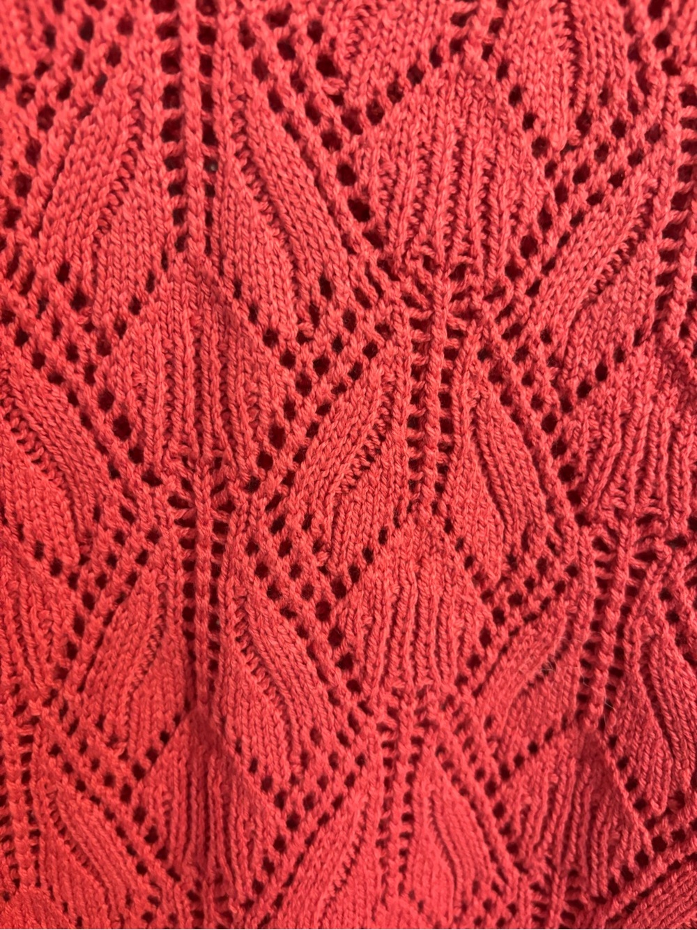 Peace Love World NWT coral red crocheted knit v-neck sweater - Picture 7 of 9